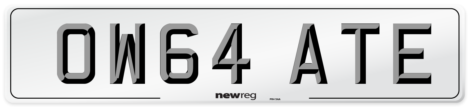 OW64 ATE Number Plate from New Reg